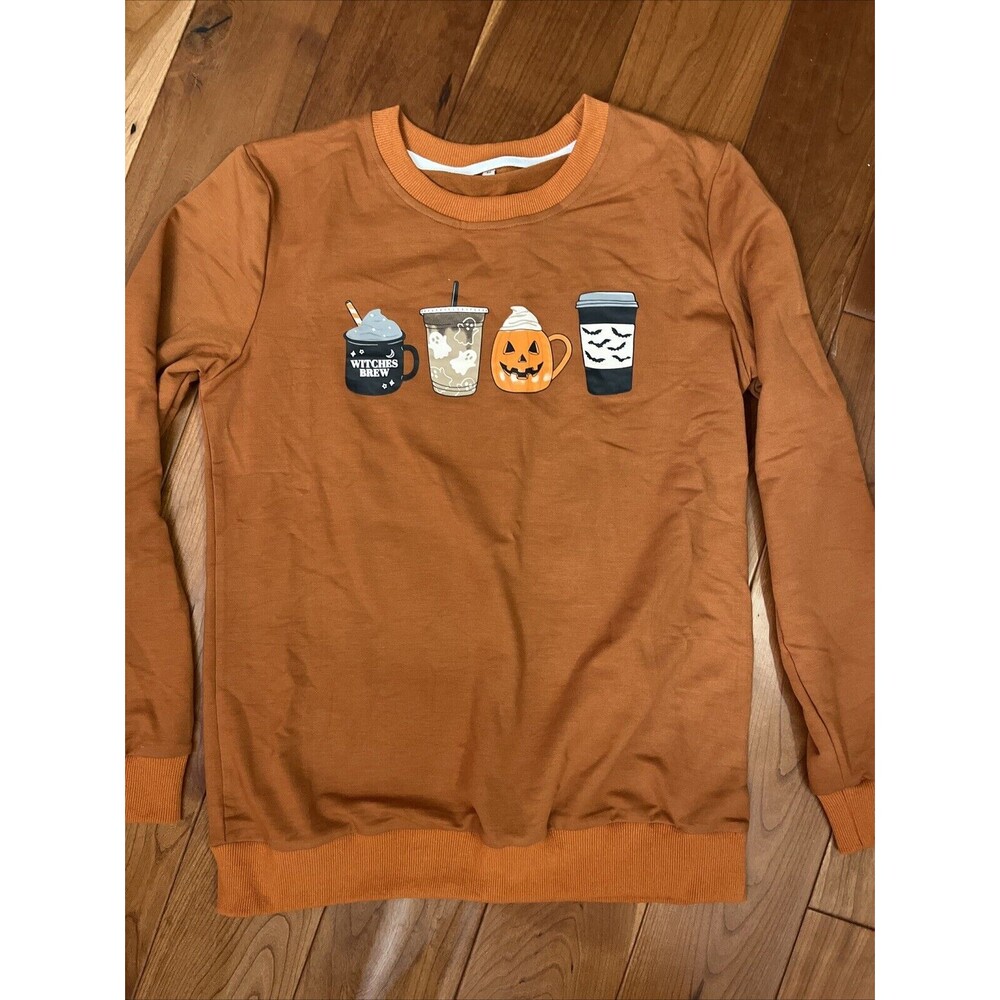 halloween coffee cup sweatshirt size Medium (1CD)